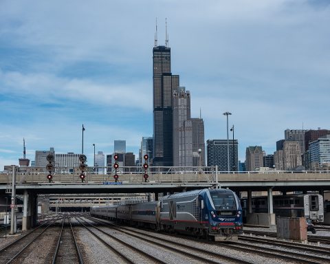 Passenger train in Chicago