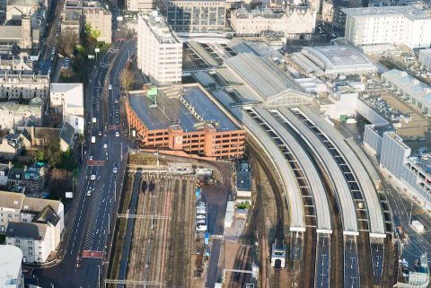 Aerial shot of Aberdeen station