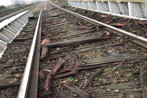 Rail Bridge and sleeper damage near Barking in London