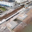 Aerial shot of Dawlish showing new sea wall