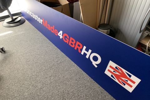 Banner that says Doncaster for GBR HQ