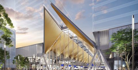 Artist's impression of redeveloped Euston station in London to accommodate HS2 trains