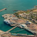 Aerial view of Holyhead port in Wales