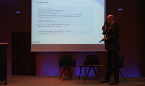 Jakub Kapturzak speaks at RailFreight Summit 2019, source: RailFreight