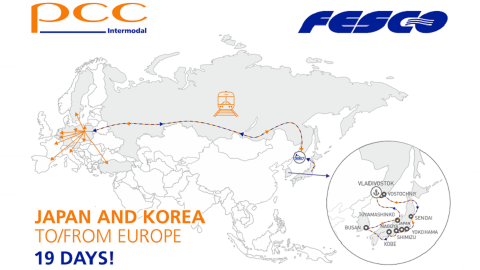 Japan/South Korea - Europe multimodal route, source: PCC Intermodal