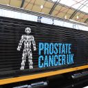 Prostate Cancer many-men logo on the body of a GBRf locomotive