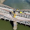 Overhead shot of work on Nuneham Viaduct