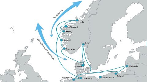 Samskip line between Norway and Baltic countries, source: Samskip