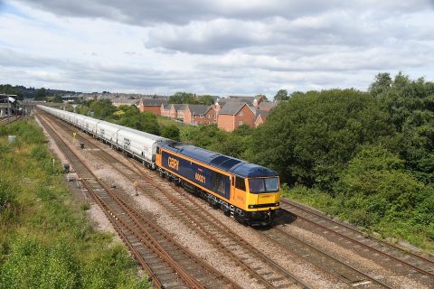 A GBRf biomass train in the open country shot from above