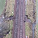 West Coast Main Line - overhead shot of track damage by subsidence